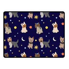 Terrier Cute Dog With Stars Sun And Moon Double Sided Fleece Blanket (small)  by SychEva