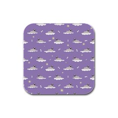 Pug Dog On A Cloud Rubber Square Coaster (4 Pack)  by SychEva