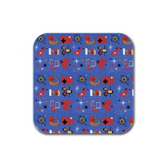 Blue 50s Rubber Square Coaster (4 Pack)  by InPlainSightStyle
