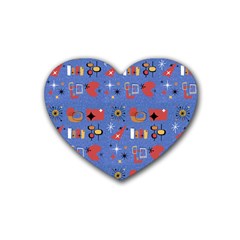 Blue 50s Rubber Coaster (heart)  by InPlainSightStyle