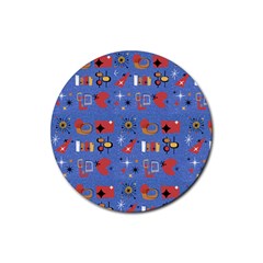 Blue 50s Rubber Coaster (round)  by InPlainSightStyle