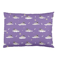Cheerful Pugs Lie In The Clouds Pillow Case by SychEva