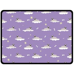 Cheerful Pugs Lie In The Clouds Double Sided Fleece Blanket (large)  by SychEva