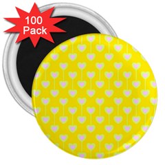 Purple Hearts On Yellow Background 3  Magnets (100 Pack) by SychEva