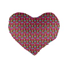 Girl Pink Standard 16  Premium Flano Heart Shape Cushions by snowwhitegirl