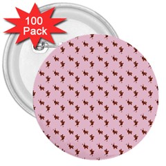 Kawaii Cute Deer Pink 3  Buttons (100 Pack)  by snowwhitegirl
