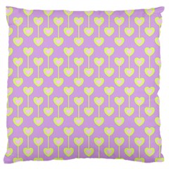 Yellow Hearts On A Light Purple Background Large Flano Cushion Case (two Sides) by SychEva