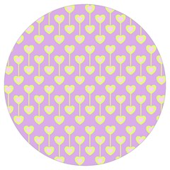 Yellow Hearts On A Light Purple Background Round Trivet by SychEva