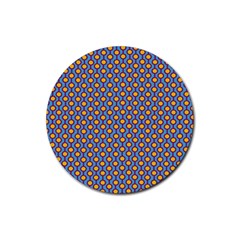 Yellow Circles On A Purple Background Rubber Round Coaster (4 Pack)  by SychEva