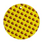 Vector Burgers, fast food sandwitch pattern at yellow Ornament (Round)