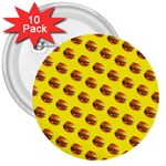 Vector Burgers, fast food sandwitch pattern at yellow 3  Buttons (10 pack) 