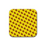 Vector Burgers, fast food sandwitch pattern at yellow Rubber Coaster (Square) 