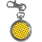 Vector Burgers, fast food sandwitch pattern at yellow Key Chain Watches
