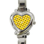 Vector Burgers, fast food sandwitch pattern at yellow Heart Italian Charm Watch
