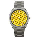 Vector Burgers, fast food sandwitch pattern at yellow Sport Metal Watch