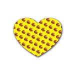 Vector Burgers, fast food sandwitch pattern at yellow Rubber Coaster (Heart) 