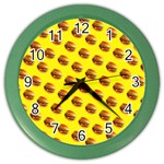 Vector Burgers, fast food sandwitch pattern at yellow Color Wall Clock
