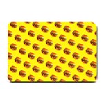 Vector Burgers, fast food sandwitch pattern at yellow Small Doormat 