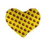 Vector Burgers, fast food sandwitch pattern at yellow Standard 16  Premium Heart Shape Cushions