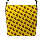 Vector Burgers, fast food sandwitch pattern at yellow Flap Closure Messenger Bag (L)