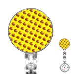 Vector Burgers, fast food sandwitch pattern at yellow Stainless Steel Nurses Watch