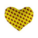 Vector Burgers, fast food sandwitch pattern at yellow Standard 16  Premium Flano Heart Shape Cushions