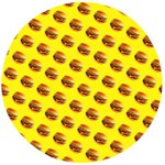 Vector Burgers, fast food sandwitch pattern at yellow Wooden Bottle Opener (Round)