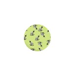 Black and white vector flowers at canary yellow 1  Mini Buttons