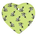 Black and white vector flowers at canary yellow Ornament (Heart)