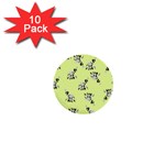 Black and white vector flowers at canary yellow 1  Mini Buttons (10 pack) 