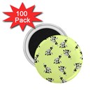 Black and white vector flowers at canary yellow 1.75  Magnets (100 pack) 