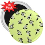 Black and white vector flowers at canary yellow 3  Magnets (10 pack) 