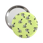 Black and white vector flowers at canary yellow 2.25  Handbag Mirrors