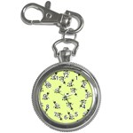 Black and white vector flowers at canary yellow Key Chain Watches