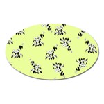 Black and white vector flowers at canary yellow Oval Magnet