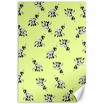 Black and white vector flowers at canary yellow Canvas 24  x 36 