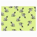 Black and white vector flowers at canary yellow Large Glasses Cloth