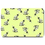 Black and white vector flowers at canary yellow Large Doormat 