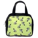Black and white vector flowers at canary yellow Classic Handbag (One Side)