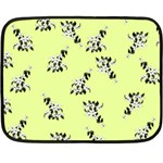 Black and white vector flowers at canary yellow Fleece Blanket (Mini)