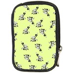 Black and white vector flowers at canary yellow Compact Camera Leather Case