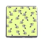 Black and white vector flowers at canary yellow Memory Card Reader (Square 5 Slot)