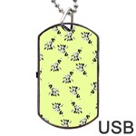 Black and white vector flowers at canary yellow Dog Tag USB Flash (One Side)