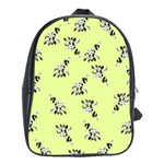 Black and white vector flowers at canary yellow School Bag (XL) Front