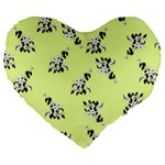 Black and white vector flowers at canary yellow Large 19  Premium Heart Shape Cushions