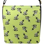 Black and white vector flowers at canary yellow Flap Closure Messenger Bag (S)