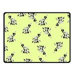 Black and white vector flowers at canary yellow Double Sided Fleece Blanket (Small) 