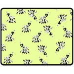 Black and white vector flowers at canary yellow Double Sided Fleece Blanket (Medium) 