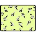 Black and white vector flowers at canary yellow Double Sided Fleece Blanket (Large) 