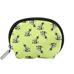 Black and white vector flowers at canary yellow Accessory Pouch (Small)